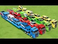 TRANSPORTING POLICE CARS, AMBULANCE, FIRE TRUCK, COLORFUL CARS WITH TRUCK  -FARMING SIMULATOR 22!