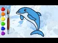 Cute Dolphin Coloring Page for Kids