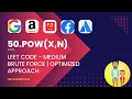 POW x n Binary Exponentiation Leetcode 50 LiveCode Explanation JavaScript