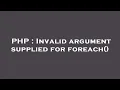 PHP Invalid argument supplied for foreach