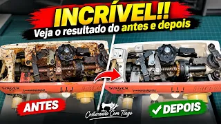 Manutenção geral da Singer antiga Veja esse resultado da limpeza