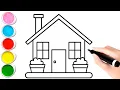 Çocuklar İçin Sevimli Ev Resmi Çizimi Ve Boyama Videosu, Sevimli Resim Çizimleri Ev Resmi Çizimi