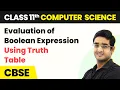 Evaluation of Boolean Expression Using Truth Table - Boolean Logic Class 11 Computer Science