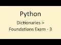 Foundation Exam - 3 Dictionaries Python NxtWave CCBP
