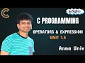 C Programming in Tamil - Unit 1 5 Operators Expressions Tech Syllabus