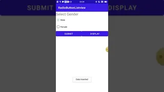 android studio demo radio button in android SQLite Database