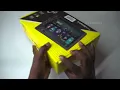 Android car player unbox and demonstrate power connection from car battery and DC 12-volt adapter.