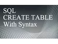 Part-1 SQL Create Table Statement With The Syntax Example