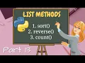 Python list methods sort reverse count Python tutorial for beginners Part 13