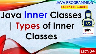 L34 Java Inner Classes Types of Inner Classes Java Tutorial Java Programming Lectures Hindi