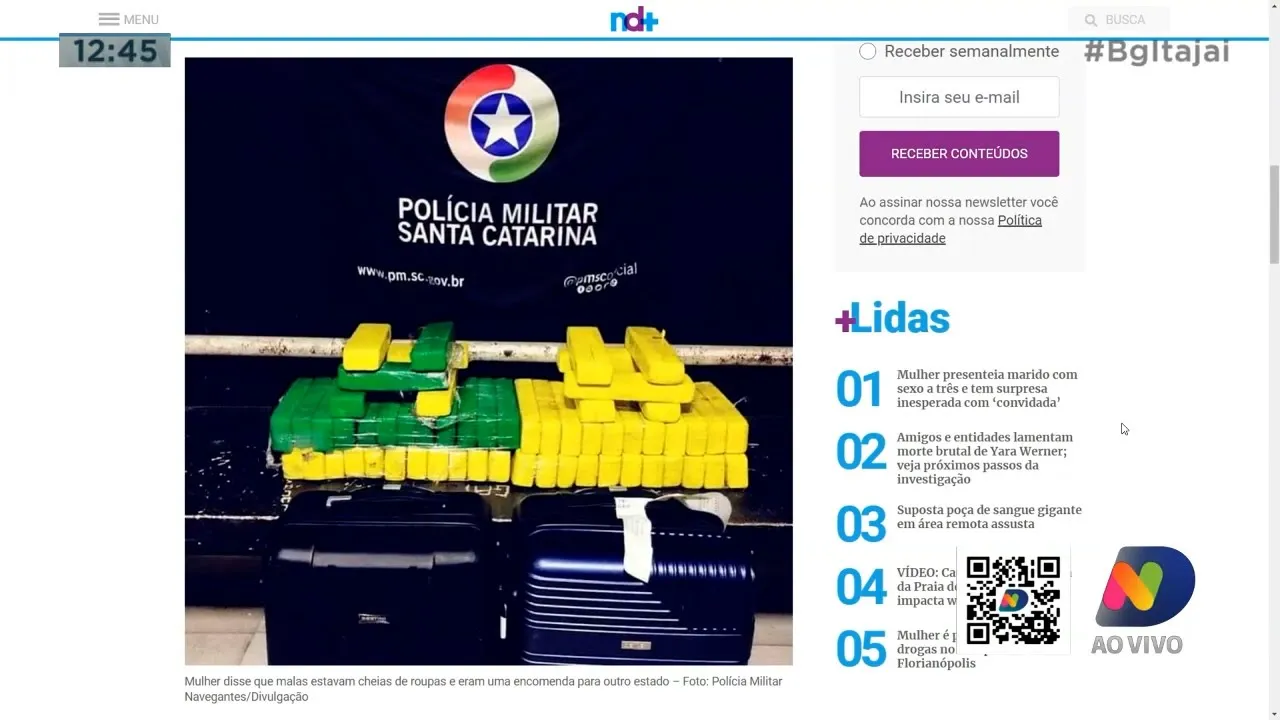 Mulher é presa por tráfico de drogas no aeroporto de Navegantes