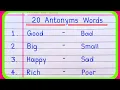 20 Antonyms Words Antonyms Words Antonyms Words in English Antonyms Words 20 Antonyms