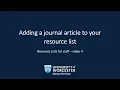 Adding a journal article to your resource list