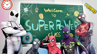 Super Power Class Episode 1 First Day SPIDER MAN Bros Go To School And Met NEW FRIENDS 