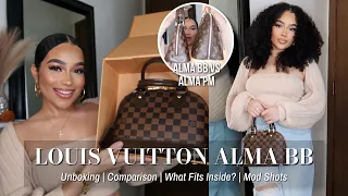 LOUIS VUITTON ALMA BB UNBOXING REVIEW Size Comparison What Fits Inside Mod Shots