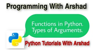 Functions in Python PART-1 Types of Arguments Python Tutorials With Arshad