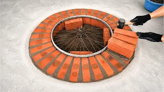 How to build a professional - looking outdoor fire pit using just red bricks!