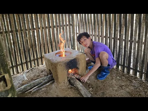 Download MP3 Complete the wood stove with clay, make water pipes with bamboo orphan boy khai builds a new life