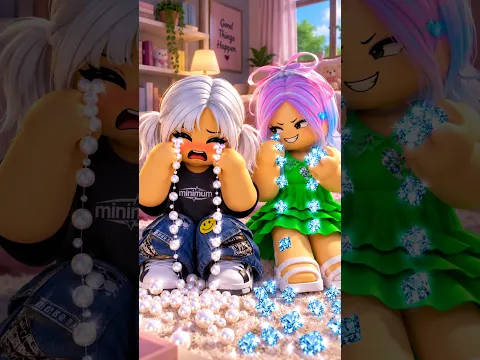 I Cry Pearls 🦪 My Stepsister Cries Diamonds 💎 Until One Pearl Started To Glow ✨#roblox #brookhavenrp