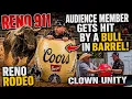 RENO 911 crowd member gets hit by bull in barrel Rodeo Clown unity behind the scenes