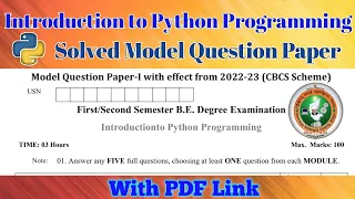 vtu 2022 scheme Introduction to Python Programming Solved Model question paper with solutions