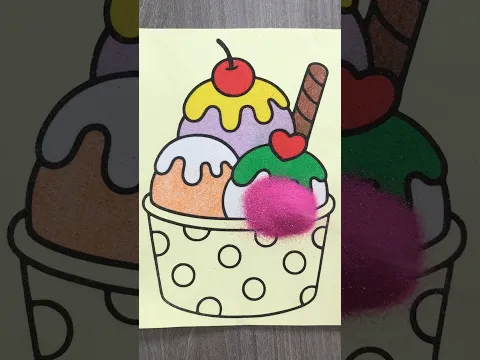 Tô màu tranh cát kem cầu vồng - ice cream sand painting