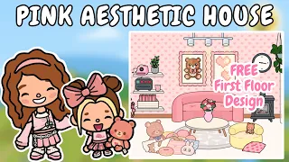 FREE Pink Aesthetic House Design 🩷 First Floor Decor Toca Boca 🤩 TOCA GIRLZ