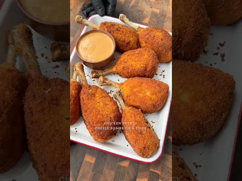 Chicken potato cheese bombs on a stick