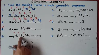 Geometric Sequence Finding the Missing Terms Part 1