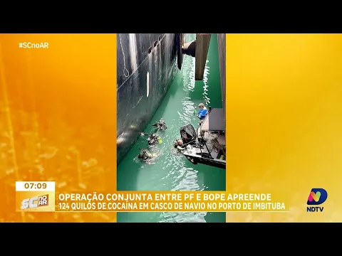 Polícia Federal e Polícia Militar de SC encontram cocaína escondida no casco de navio em Imbituba