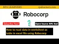 How to read data in worksheet as table using Robocorp Robot Framework RPA LEARNERS