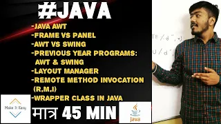 Java AWT SWING FRAME vs PANEL Layout Managers Remote Method Invocation R M I Wrapper Class