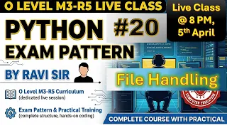 Class-20 Python File Handling in Hindi O Level M3-R5 Full Theory MCQ