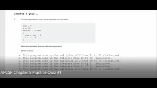 JAVA - Lesson APCSP Loops Chapter 5 Practice Quiz