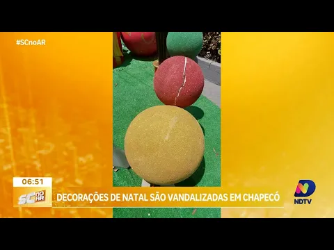 Atos de vandalismo atingem decoração natalina em Chapecó