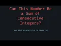 How to Express a Number as the Sum of Consecutive Integers in JavaScript Number Logic Tutorial