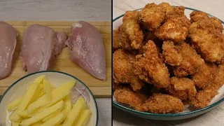 Crispy Homemade Chicken Nuggets & French Fries 🍗🍟 | Easy Recipe #shorts