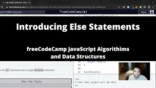 Introducing Else Statements Basic JavaScript freeCodeCamp tutorial