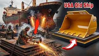 How to make Brand New Caterpillar Loader Bucket From Reclaimed USA Ship Steel! 😱| #manufacturing