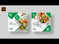 Modern Social Media Banner Food Restaurant Adobe Illustrator Tutorial