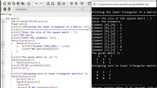 program in C to print or display the lower triangular of a given matrix