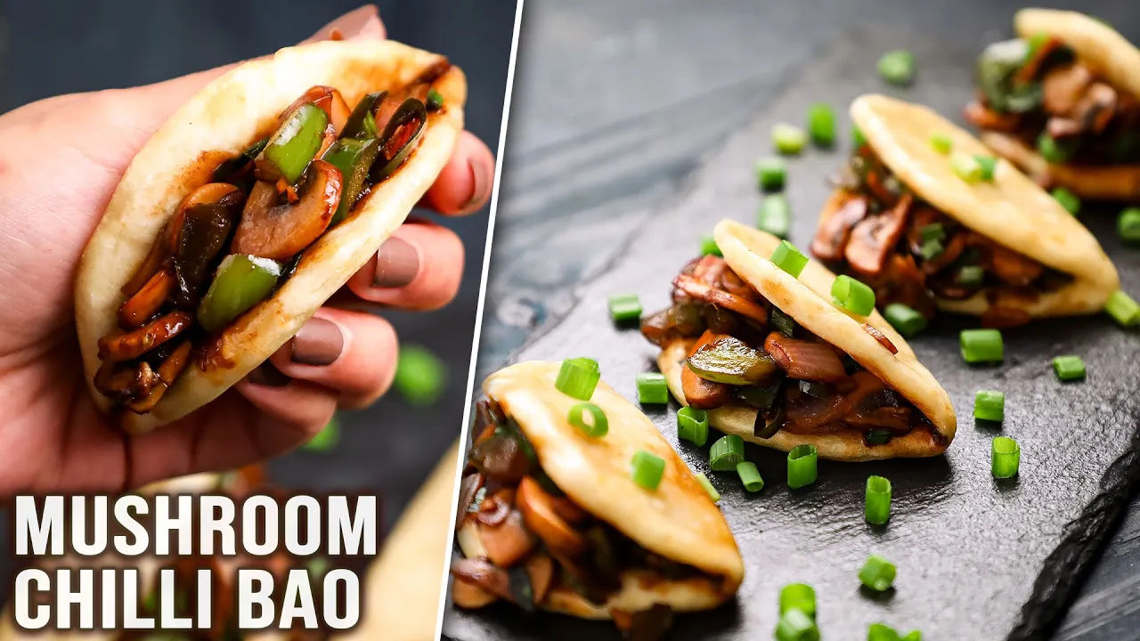 Mushroom Chilli Bao   Steamed Bao Buns with Mushroom Filling   Chinese Bread Rolls   Rajshri Food