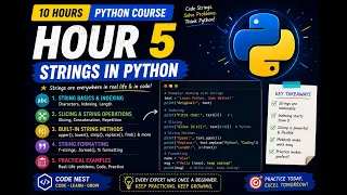 Python Strings Tutorial in One Shot Hour 5 of 10 Indexing Slicing String Methods