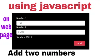 How to add two numbers on web page using javascript javascript lecture 6 how to do this