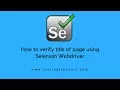 Verify the title of page using selenium webdriver 3 8