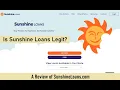 Sunshineloans com Review - Is Sunshine Loans Legit