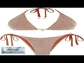 ZAFUL Women s Triangle Bikini Multiway Fishnet Tie Side Bandeau Halter String Bikini Review