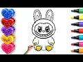 Labubu Drawing Coloring for Kids Easy Step by Step Drawing Painting for Toddlers