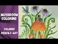 Relaxing Coloring Stress Relief Mushroom Coloring Book with Colored Pencils Adult Coloring