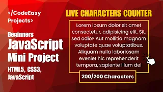 Live Character Counter JavaScript Mini Project for Beginners